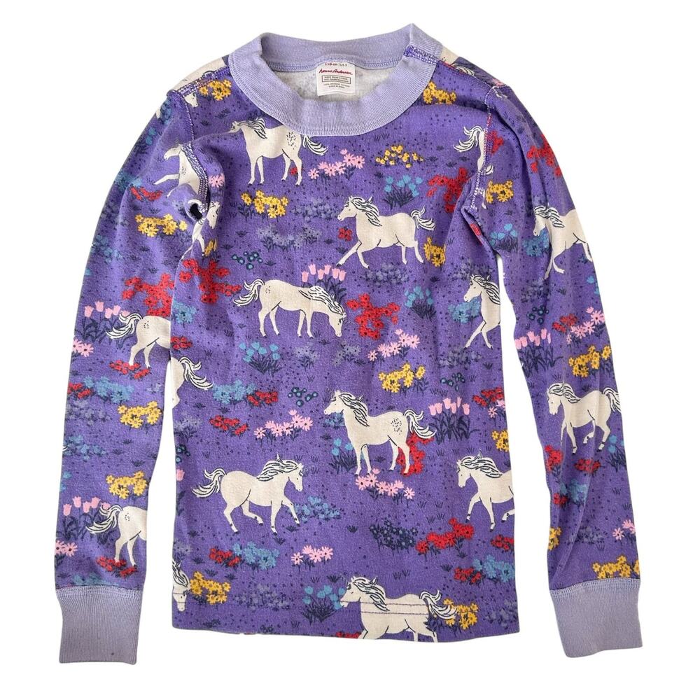 Hanna Andersson Purple Horse Floral Organic Cotton Pajama Top Sz 5